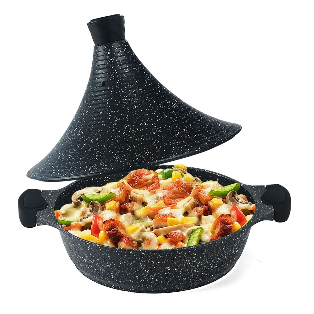 Scheffler Tajine Topf - Marokkanische Tagine 28cm/32cm Antihaftbeschichtung aus Aluminium mit kegelförmigem