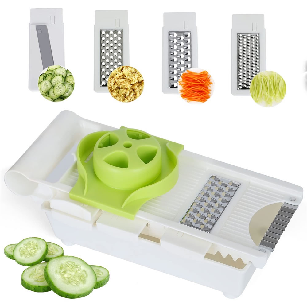 Gemüseschneider Scheffler 6 in 1 Gemüsehobel,Mandoline,Zwiebelschneider,Pommesschneider,Reibe EEdelstahl,Obst und Gemüseschneider,Gurkenhobel für Alle Gemüse Obst， B406