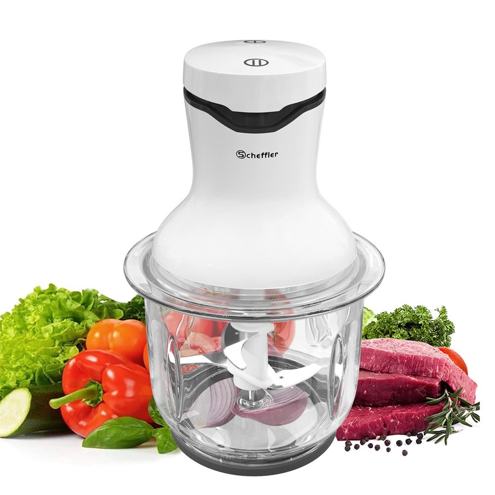 Scheffler Zerkleinerer, Multizerkleinerer Zwiebelschneider mit 1.5L Groß Glasbehälter, 300W Zerkleinerer Küche Elektrisch,Universalzerkleinerer Food Chopper für Fleisch,Obst,Gemüse，HR-618