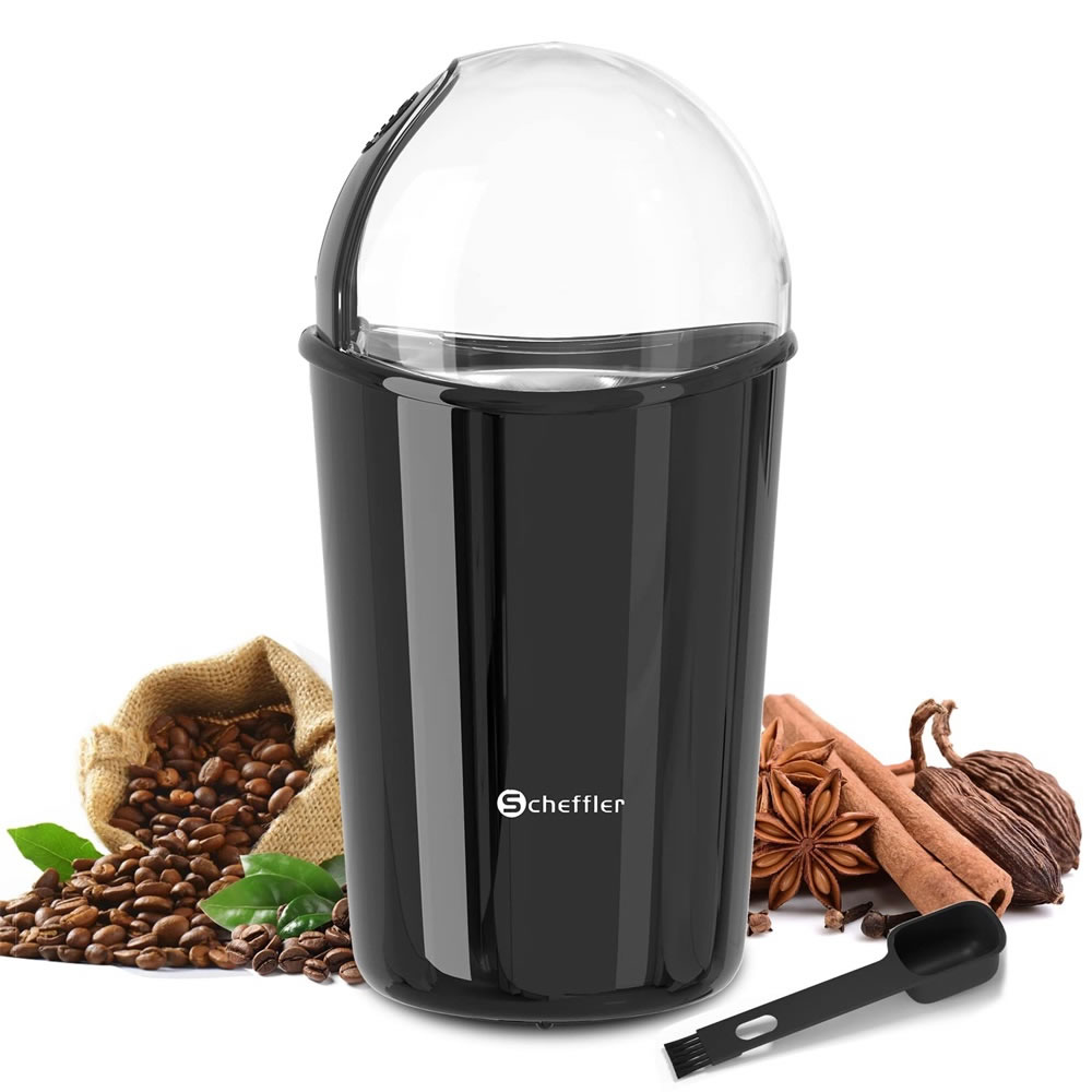 Scheffler Coffee Grinder 200 W Electric Coffee Grinder for Beans, Nuts and Grain Mill with 304 Stainless Steel Blade 50 g Capacity，R-14