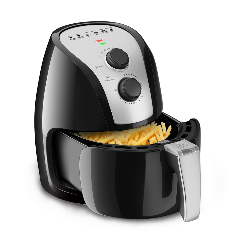 Scheffler Hot Air Fryer, 2.5 L Airfryer, 1500 W Fryer, Hot Air without Fat, Power Air Fryer, Hot Air Fryer, Without Oil, with Thermostat and Timer, BPA and PFOA Free， LQ-2501