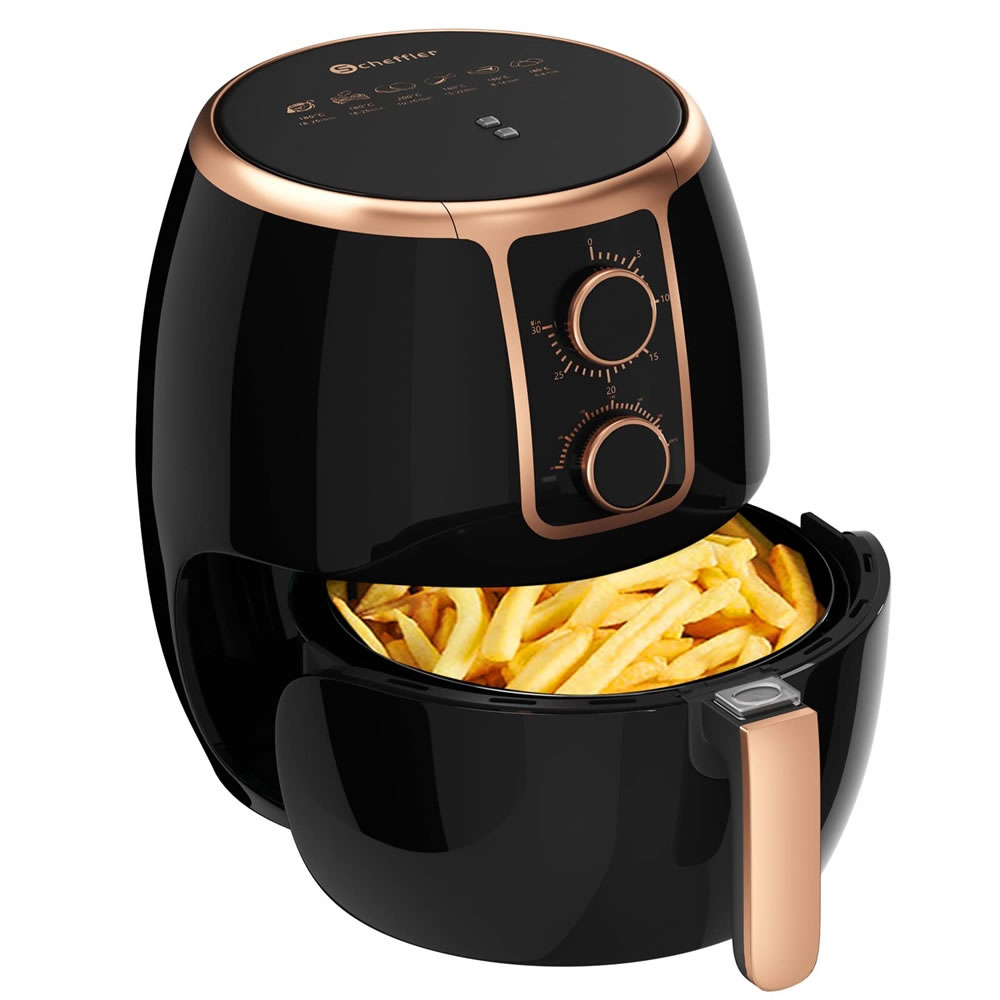 Scheffler 3.7 L Hot Air Fryer, Hot Air Without Grease, 1500 W Airfryer, Power Air Fryer, Hot Air Fryer, Without Oil, with Thermostat and Timer, Black，LQ-3701