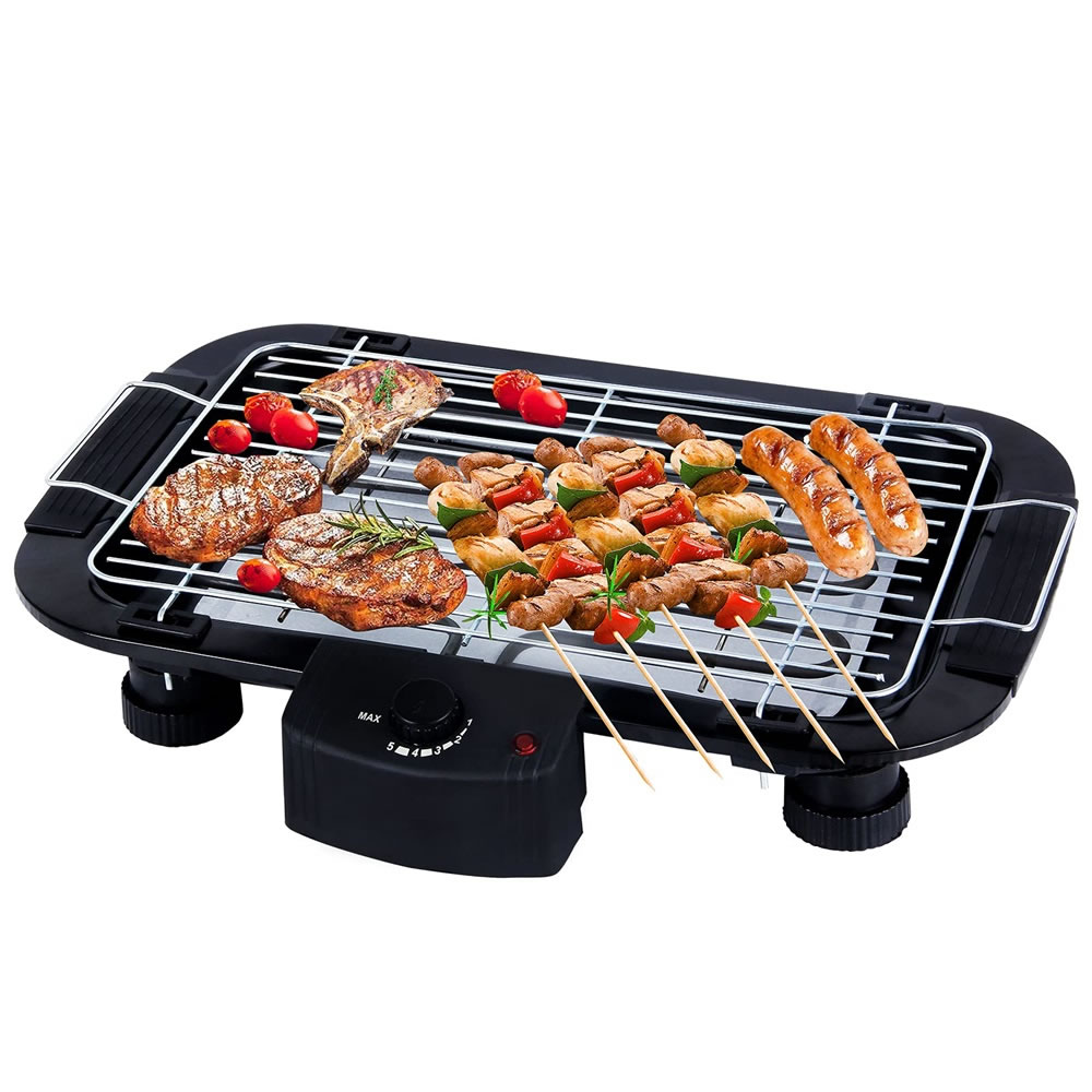 Scheffler Electric Table Grill, 2000 W Balcony Electric Grill, Smokeless Portable Grill, Electric Grill for Balcony, BBQ Grill, Thermostat, Adjustable Height, Black