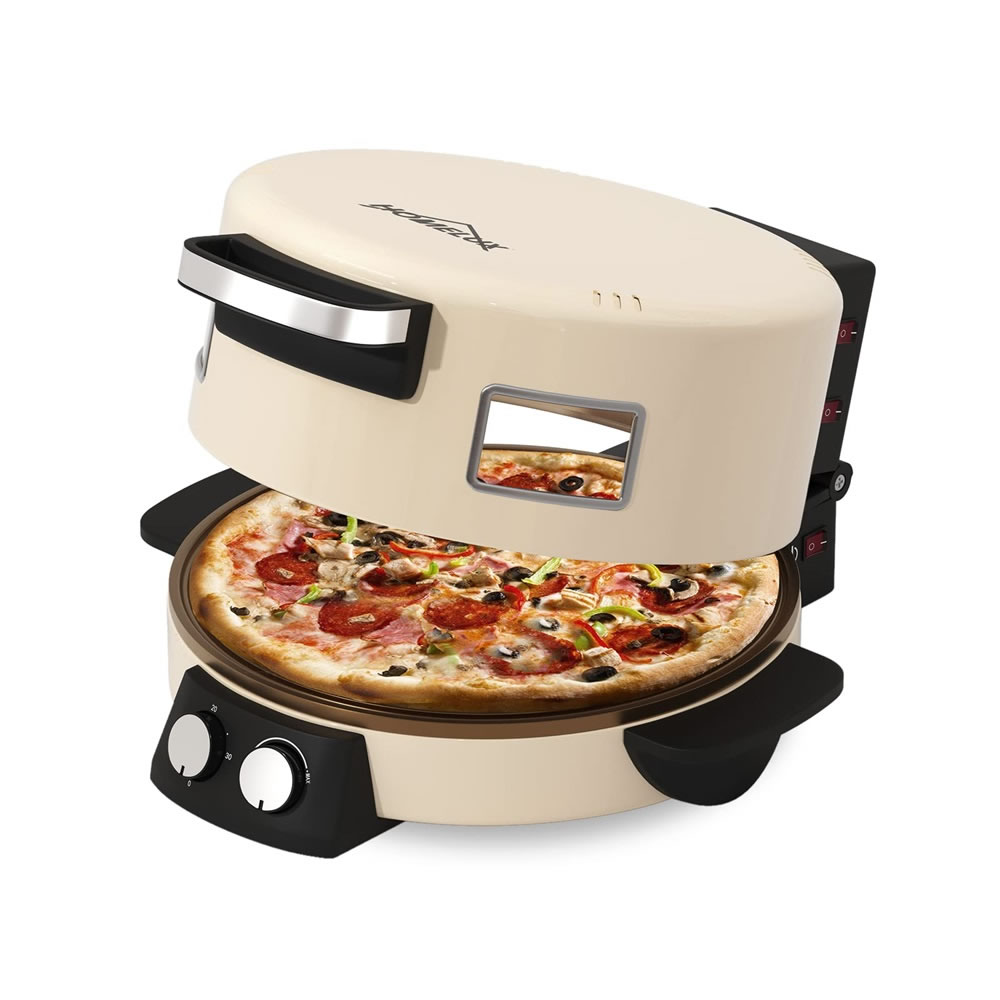 Pizzaofen,Homelux Elektrischer Rundofen,2800W pizzamaker,pizzaofen elektrisch,steinofen,pizza oven,400°C,30-Minuten-Timer, Platte aus feuerfestem Stein, 40 cm Durchmesser lahmacun makinesi，BM-271