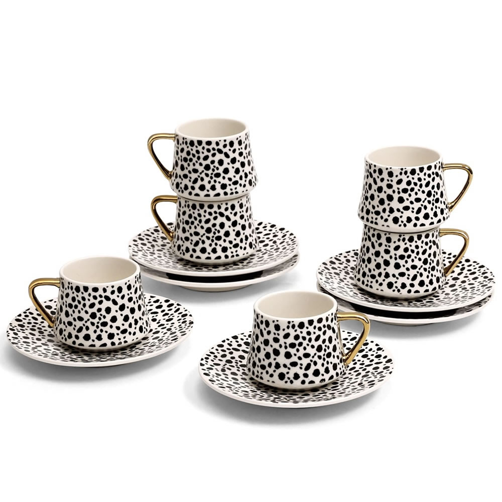 LB Espresso Cups, Gold Turkish Coffee Cups, Espresso Set for 6 People, 100 ml