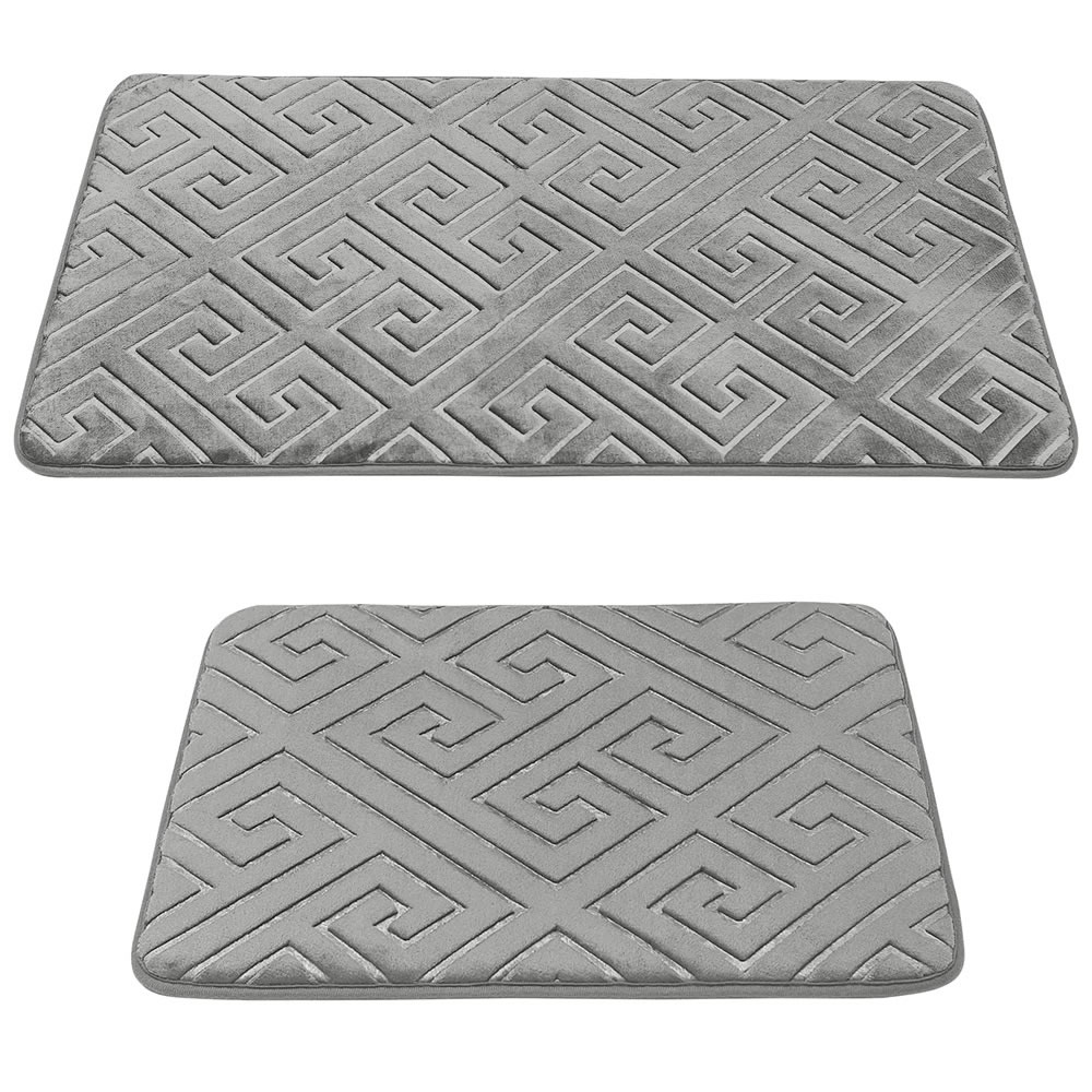 Homelux Badematten Set 2 teilig Mikrofaser Antirutsch Badteppich groß Set Wasserabsorbierend Badematte Badvorleger Duschvorleger für Badezimmer A - Grey