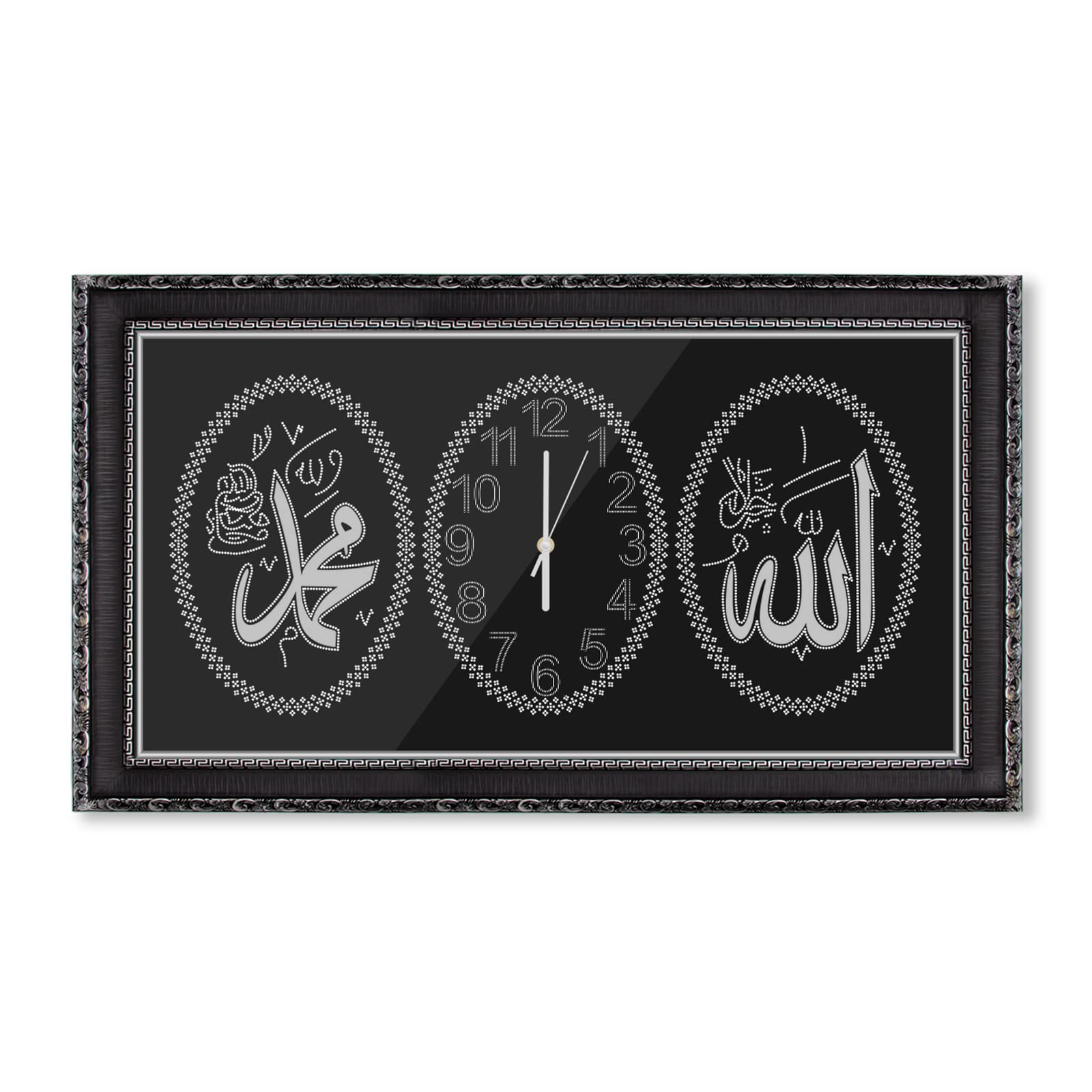 HOMELUX 2 in 1 Ramadan Islam Wand Deko, Islamische Bilder und Islamische Uhr mit Rahmen, Arabische Kalligraphie Wanduhr, Islamische Ramadan Dekoration Wohnzimmer, 52x92cm,  decoration frame H-PA0041