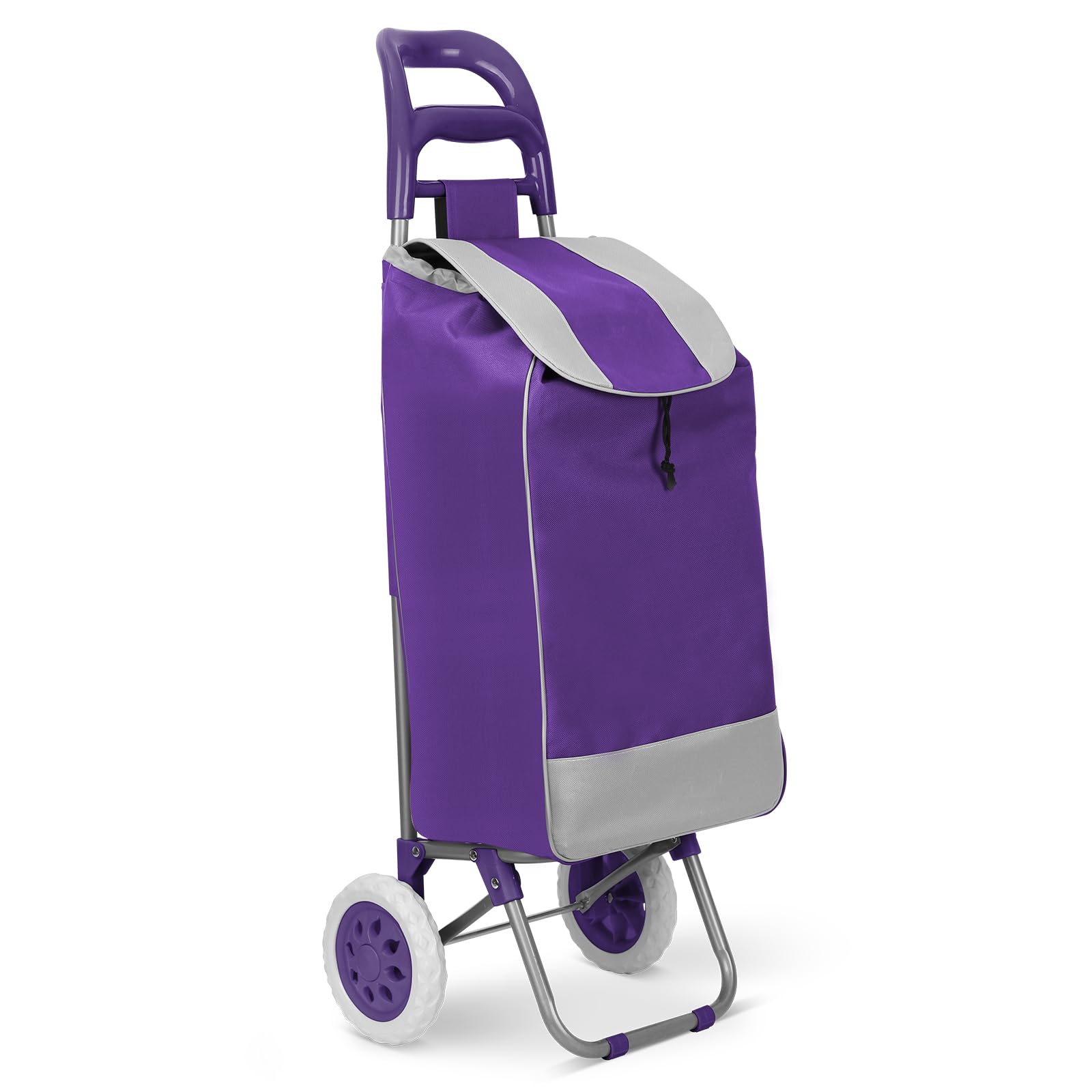 Einkaufstrolley, HOMELUX klappbar, Stabiler Einkaufswagen, große Kapazität, multifunktional, Handwagen mit Rollen, abnehmbare Tasche, Violett ST09A4