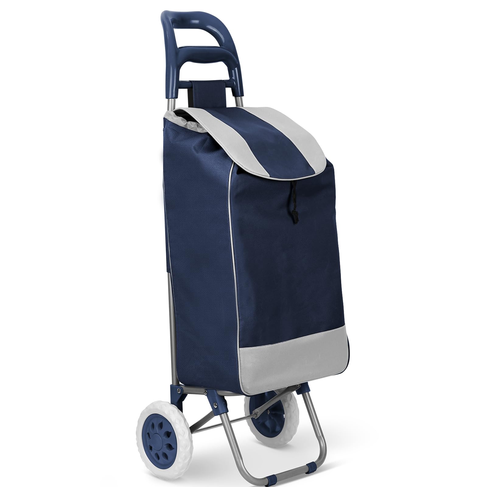 Einkaufstrolley, HOMELUX klappbar, Stabiler Einkaufswagen, große Kapazität, multifunktional, Handwagen mit Rollen, abnehmbare Tasche, Marineblau ST09A5