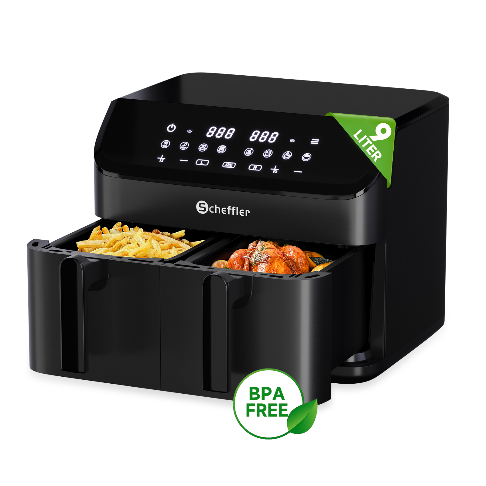 LQ-201， 9L Dual Air Fryer (plastic)