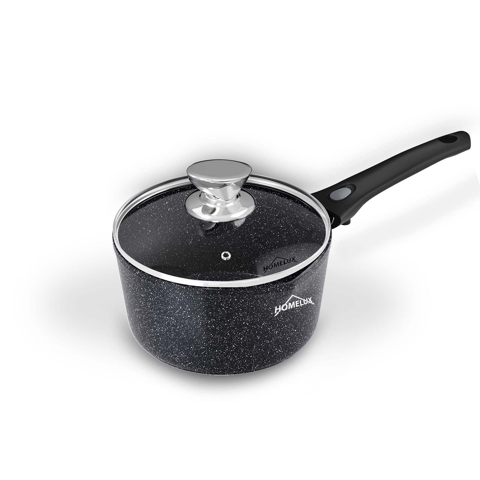 Homelux HLSP81516 Milk Pan Induction Pot with Spout, Small Saucepan 16 cm, 1.5 L Casserole with Lid with Removable Handle, Aluminium, Non-Stick Coating