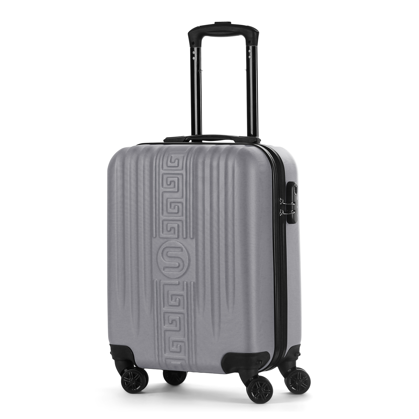 HOMELUX hard shell trolley hand luggage suitcase trolley hard shell wheeled suitcase, 4 wheels, silver, suitcase, M，SCH019-18SV