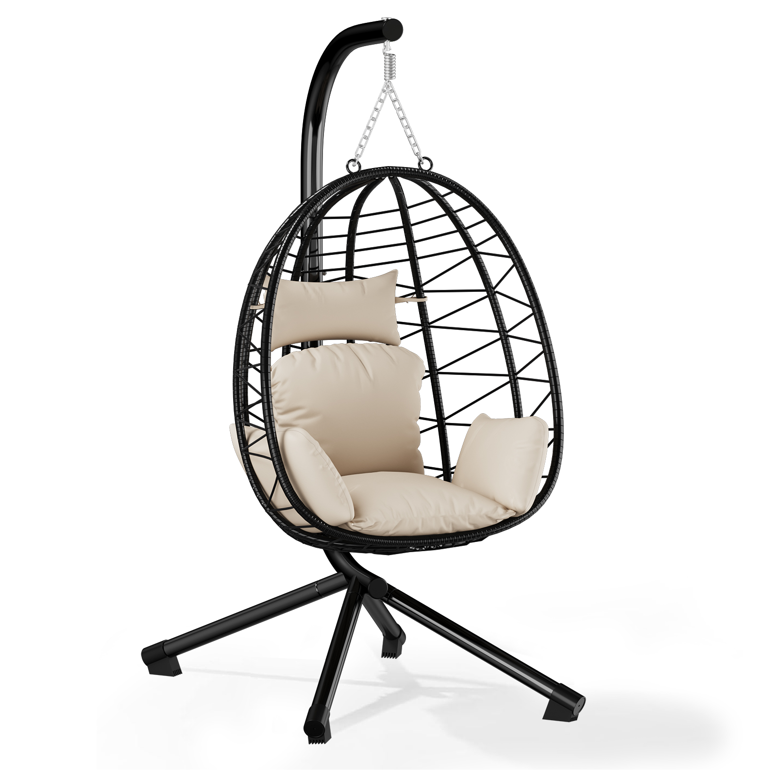 Paito wicker hanging chair with stand，HL-HCWT