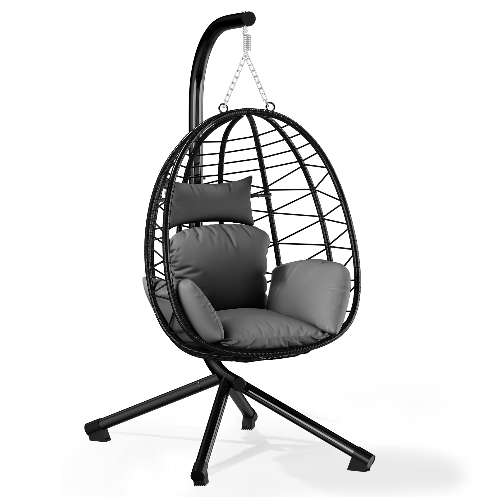 Paito wicker hanging chair with stand，EFP-005 /EPP-40