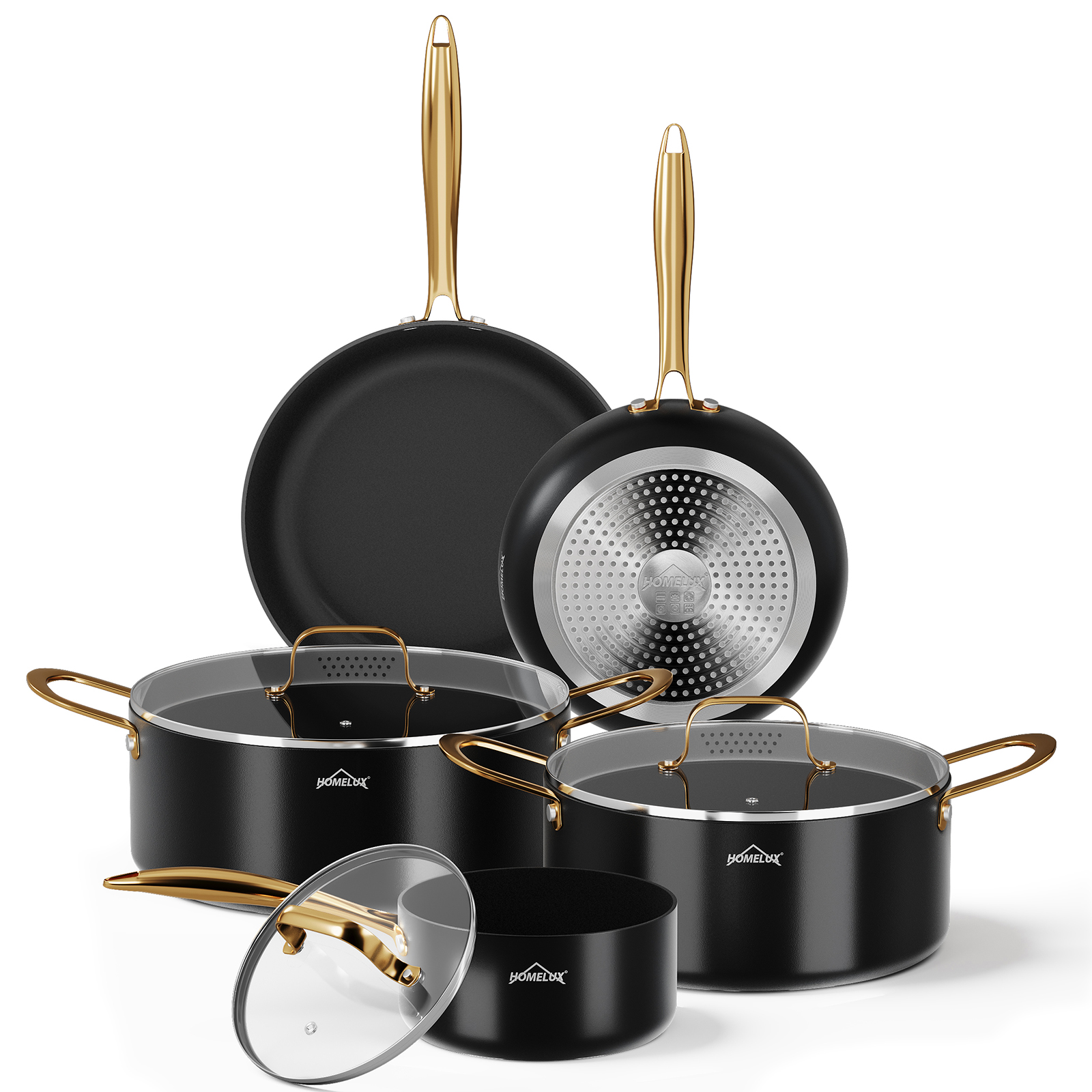 8PCS COOKWARE SET, BLACK， HL8PC40B