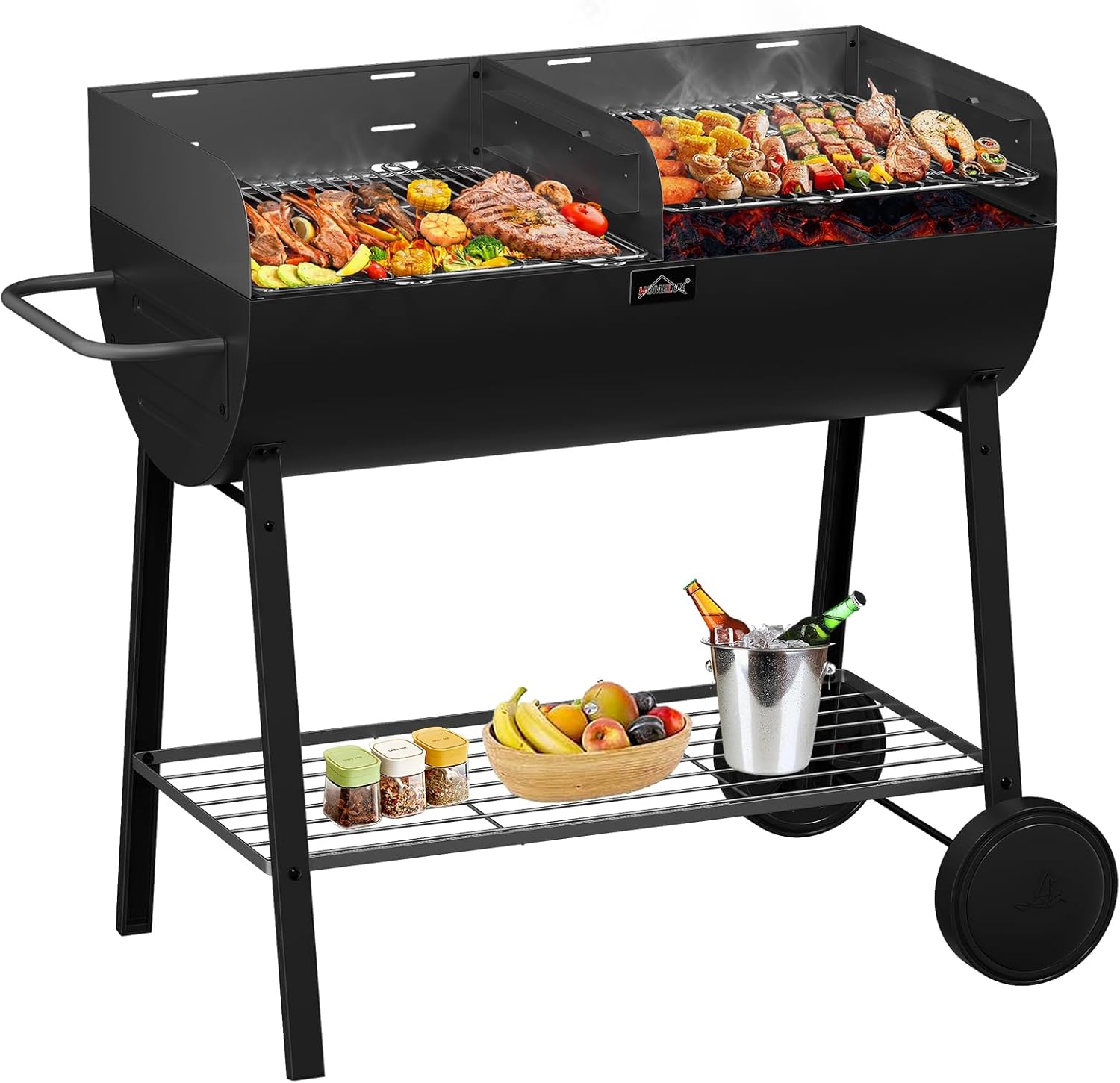 Charcoal barbecue XXL BBQ grill Stand barbecue trolley Height-adjustable garden barbecue（Charcoal Grill-HL-CG126）