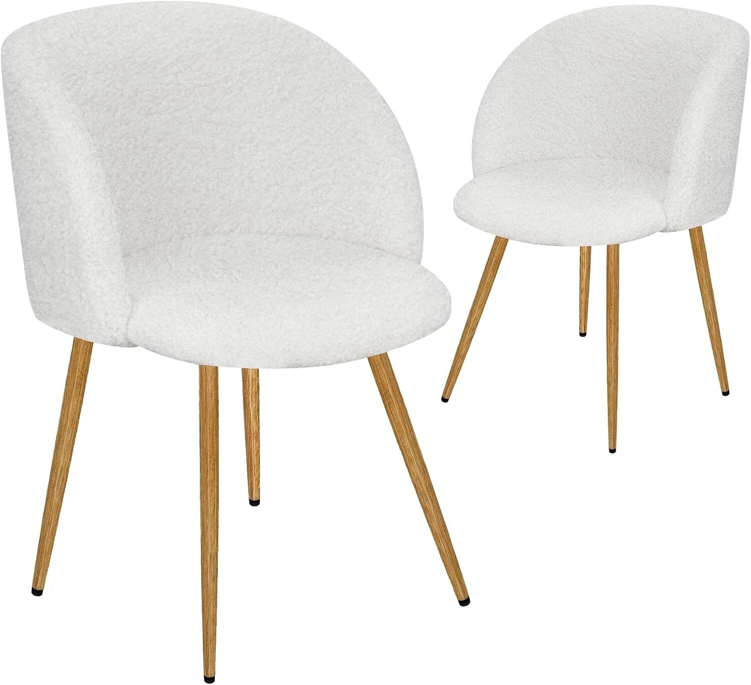 Set of 2 dining room chairs Living room chair Metal legs Upholstered chairs with armrests(Gray / White / Brown)