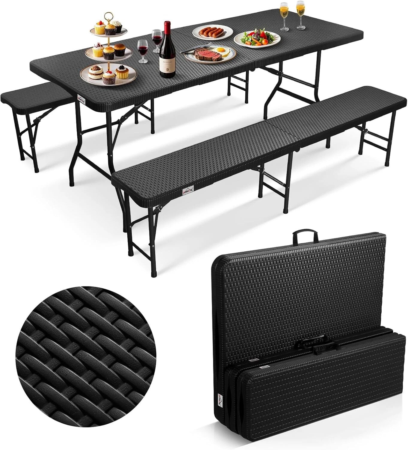 Beer tent set 180cm beer table set Folding beer bench Camping table(Outdoor Set-HL-5532+2xHL-5541B)