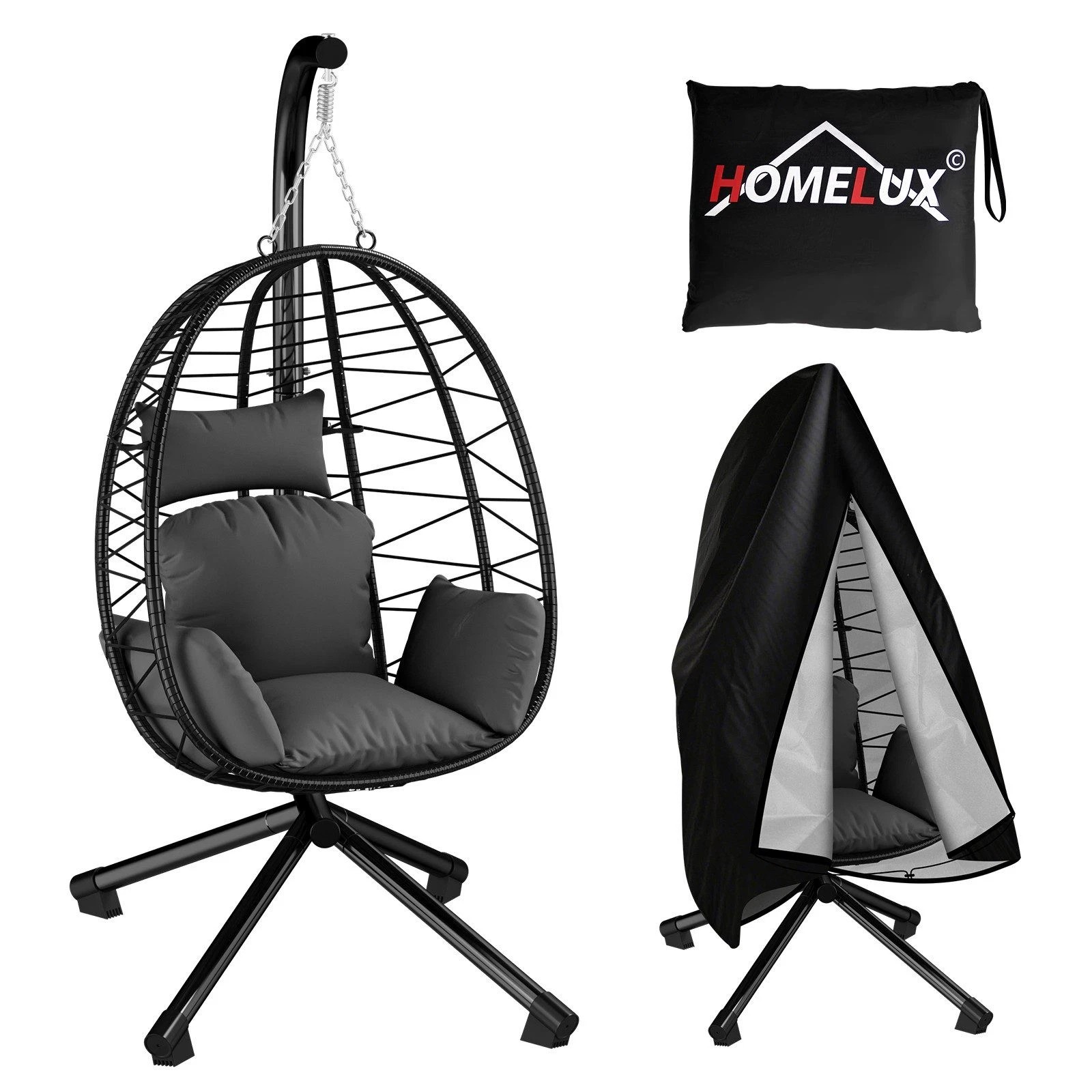 Hanging chair with steel frame hanging basket hanging chair polyrattan basket seat cushion(HL-WPBBK)