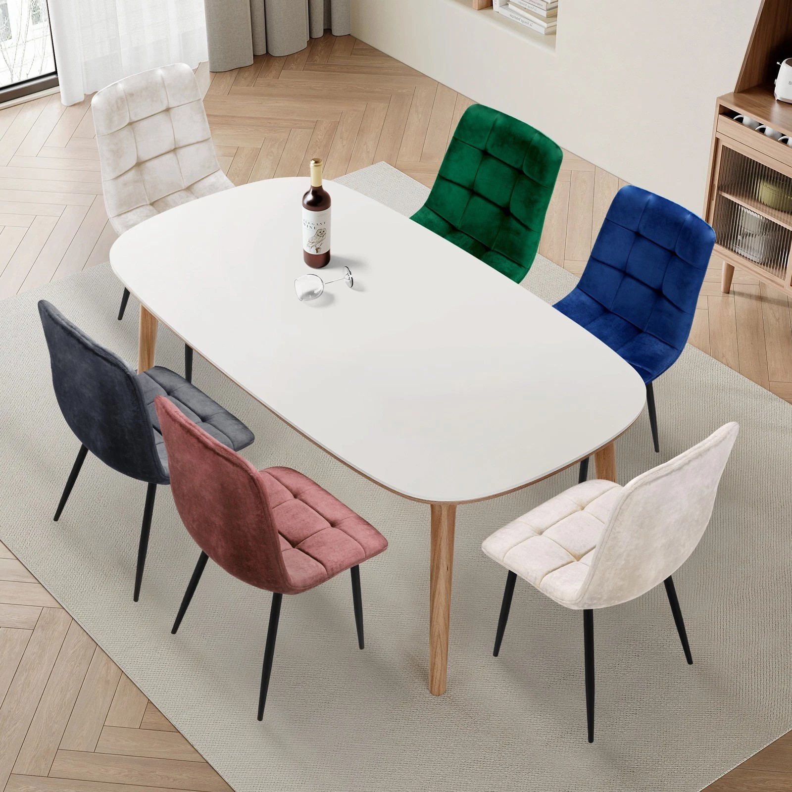 Set of 4 dining chairs velvet kitchen chair upholstered chair metal legs