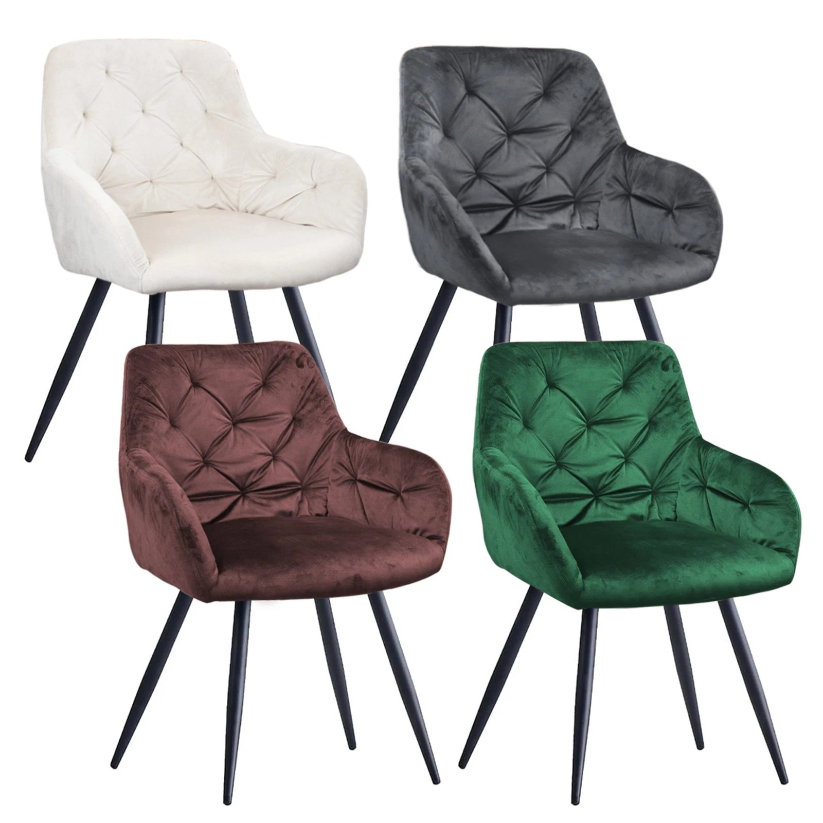 Set of 2 velvet dining chairs with armrests, visitor chair, kitchen chair, upholstered chair