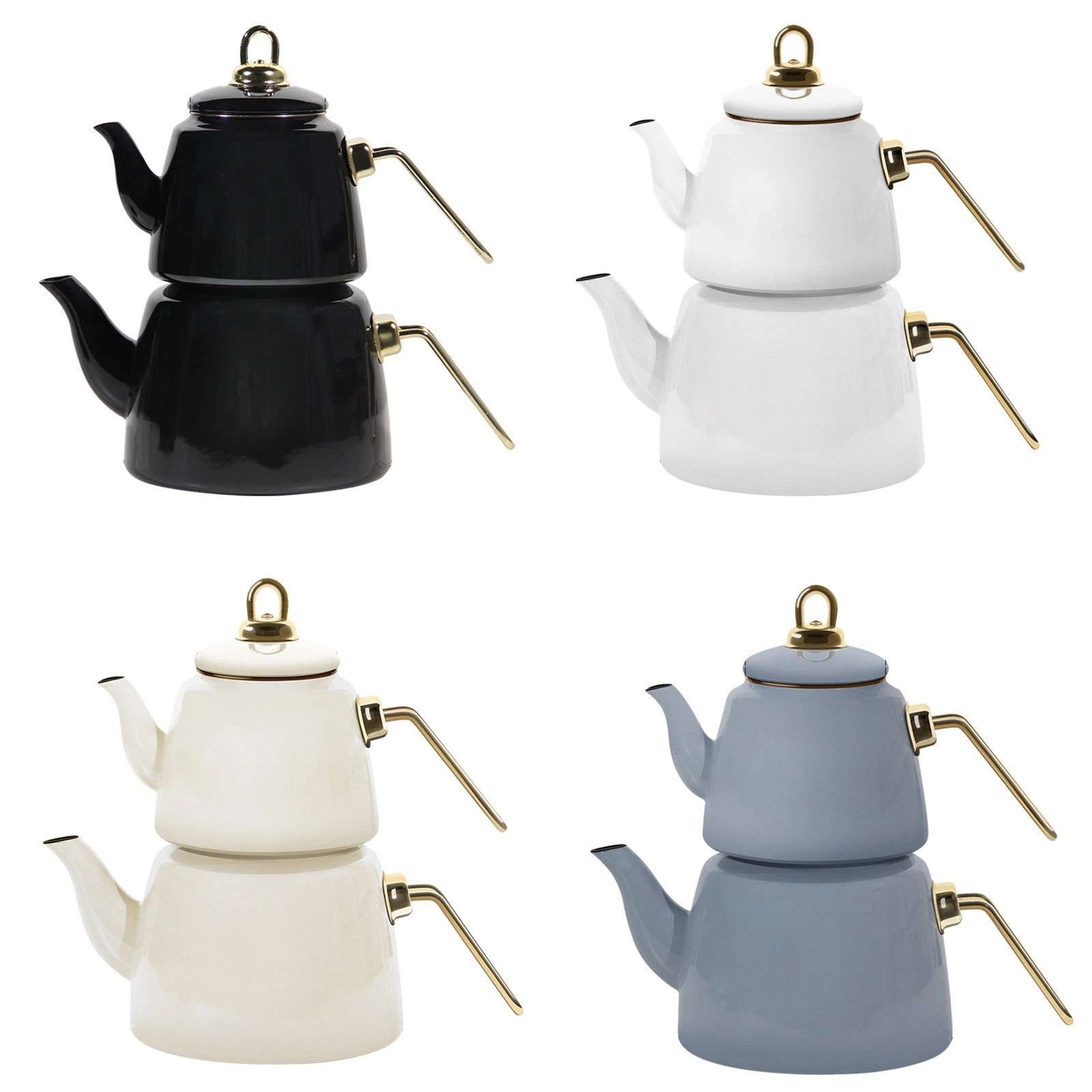 2L+1L Teapot Set Enamel Turkish Tea Kettle Induction Caydanlik Teakettle（HL-KTL1/HL-KTL2/HL-KTL3/HL-KTL4）
