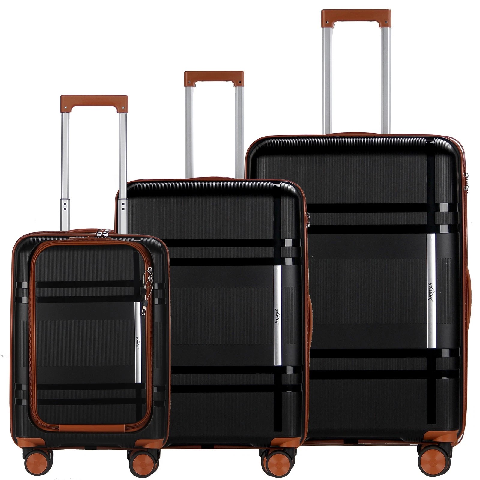 The 3-piece suitcase set can be freely combined according to your needs and the length of your trip, making it ideal for travel, weekend getaways, and short business trips. The suitcase set can be stacked and stored together 