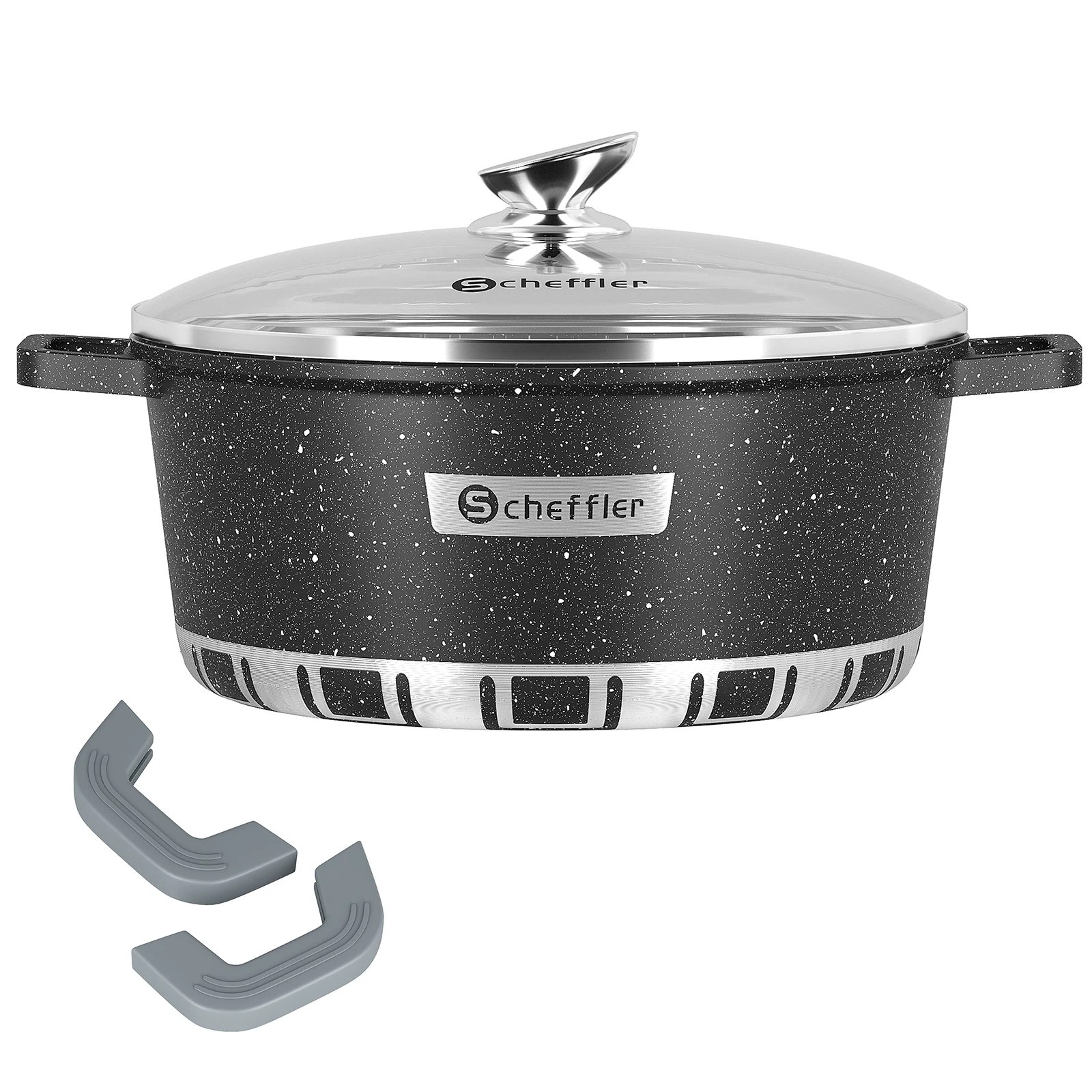 Cast aluminum pot induction 20 24 28 32 36cm cooking pot with glass lid large non-stick